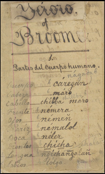 frontispiece of Yawuru-Spanish dictionary by Fr. Nicholas Emo
