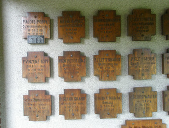 Memorial plaques in the cemetery of the Pallottine monastery